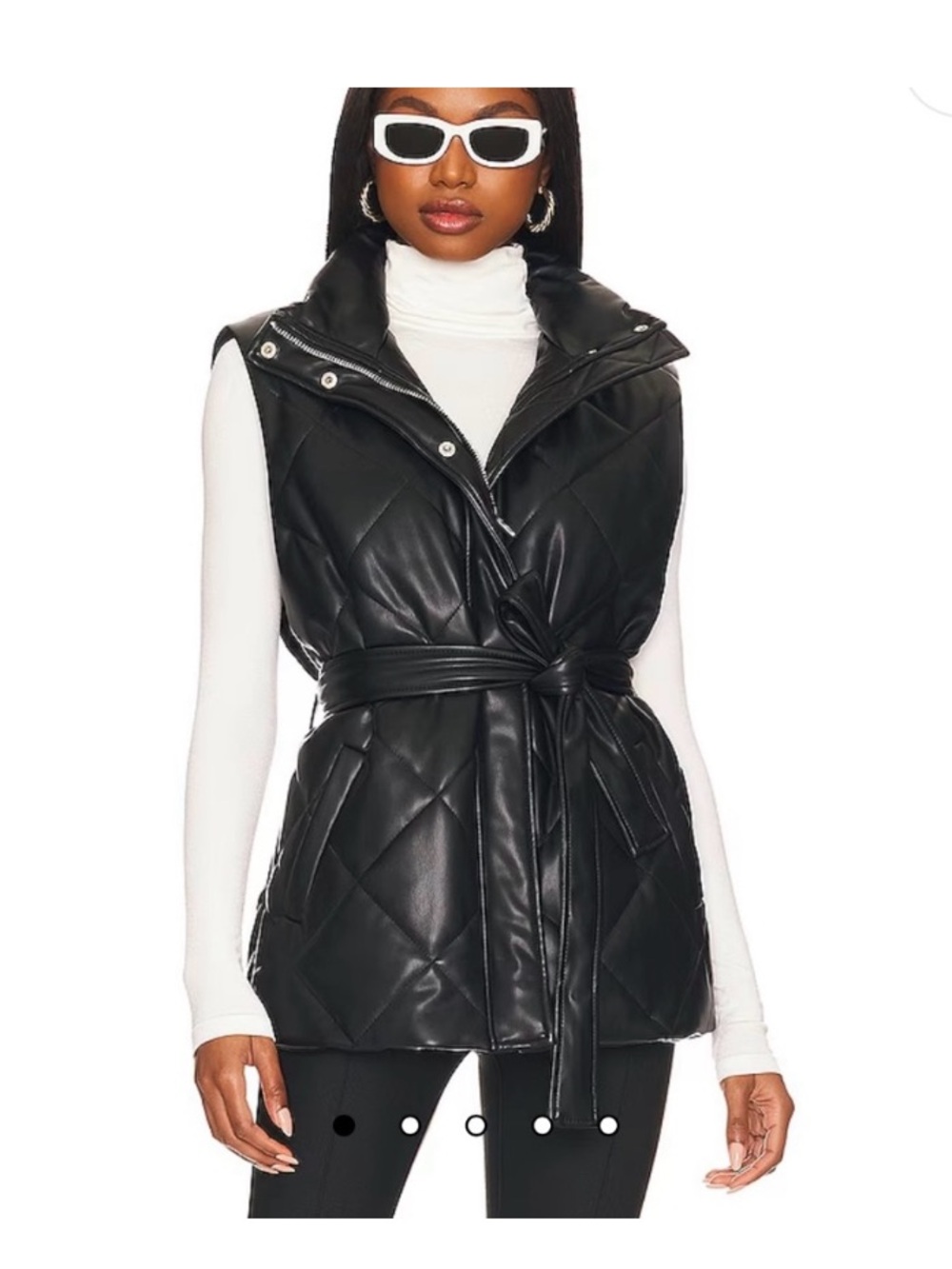 😍Blank NYC Black Quilted Faux Leather Belted Vest XS